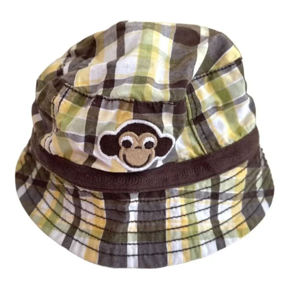 Baby Boys 2010 Gymboree Plaid Monkey Bucket Hat - Sz 6-12 mo